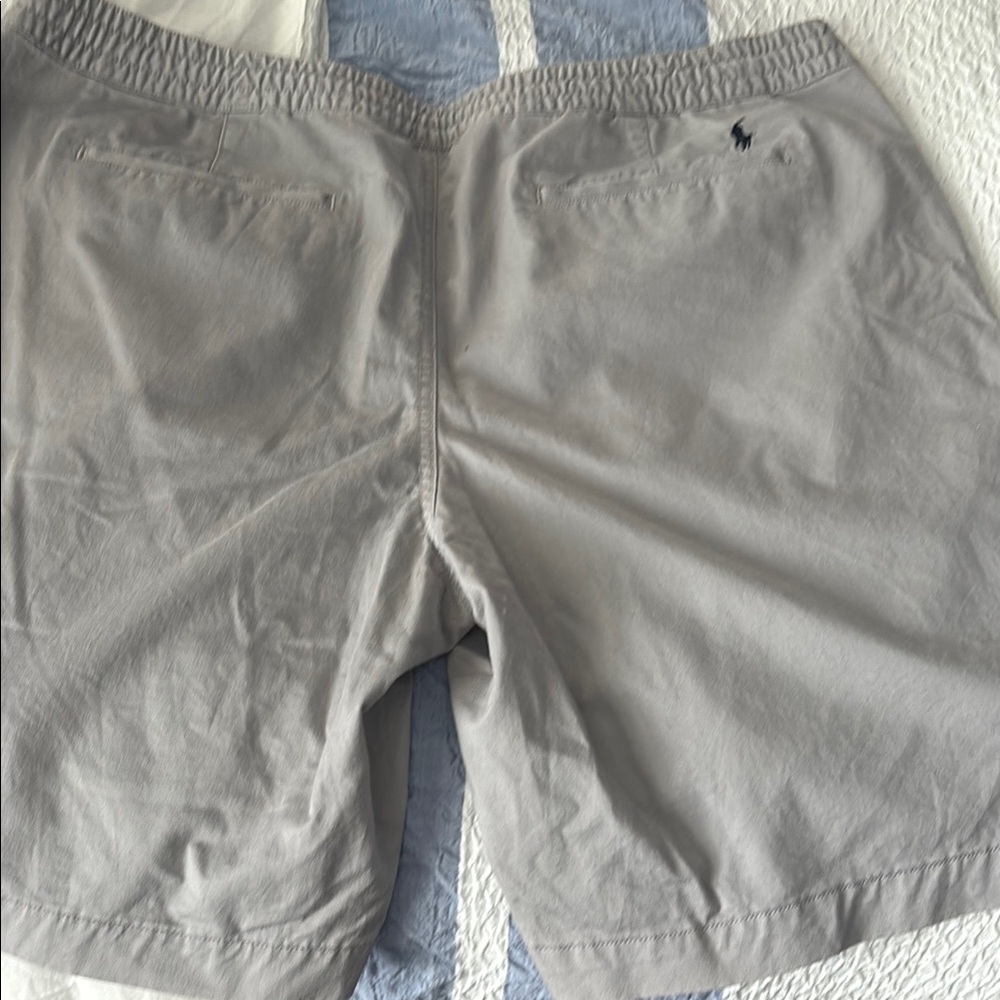Polo by Ralph Lauren Light Gray Flat-Front Drawstring Shorts - Picture 2 of 4